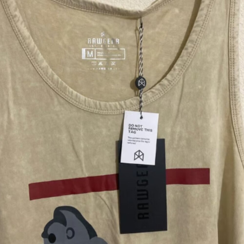 RAW GEAR Men's Acid Wash-Look Tank Top Size M - Picture 3 of 4